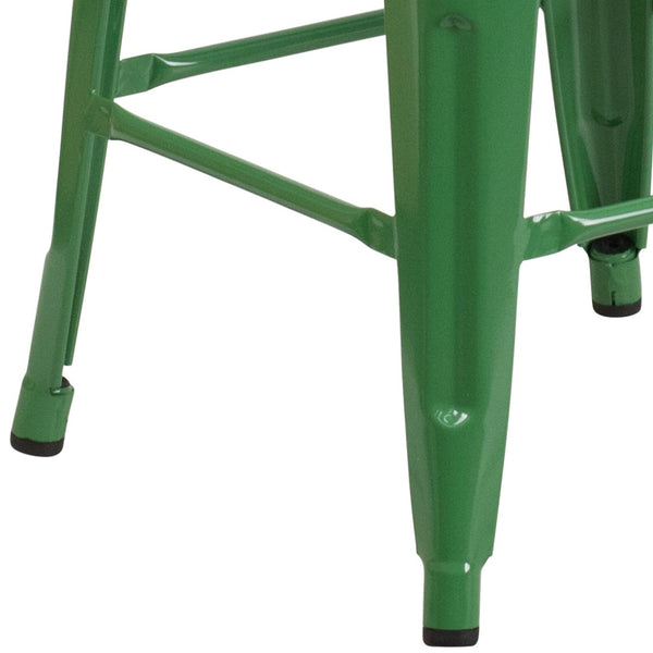 English Elm Lily 30" High Backless Metal Barstool with Square Wood Seat - Durable, Stackable & Stylish Design Green CH-31320-30-GN-WD-GG