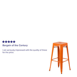 English Elm Kai Commercial Grade 30-Inch Backless Metal Barstool for Indoor and Outdoor Use, Stackable Design Orange CH-31320-30-OR-GG