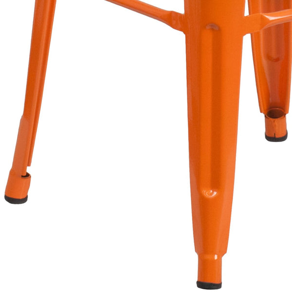 English Elm Kai Commercial Grade 30-Inch Backless Metal Barstool for Indoor and Outdoor Use, Stackable Design Orange CH-31320-30-OR-GG