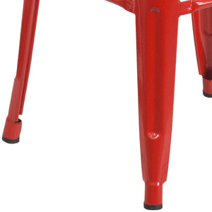 English Elm Kai Commercial Grade 30-Inch Backless Metal Barstool for Indoor and Outdoor Use, Stackable Design Red CH-31320-30-RED-GG