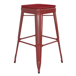 English Elm Kai Commercial-Grade 30" Backless Metal Barstool for Indoor-Outdoor Use, Durable & Lightweight Design Red Seat/Red Frame CH-31320-30-RED-PL2R-GG