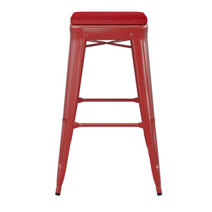 English Elm Kai Commercial-Grade 30" Backless Metal Barstool for Indoor-Outdoor Use, Durable & Lightweight Design Red Seat/Red Frame CH-31320-30-RED-PL2R-GG