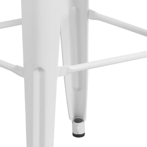 English Elm Kai Commercial Grade 30-Inch Backless Metal Barstool for Indoor and Outdoor Use, Stackable Design White CH-31320-30-WH-GG