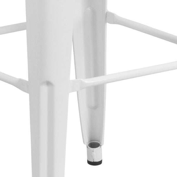 English Elm Kai Commercial Grade 30-Inch Backless Metal Barstool for Indoor and Outdoor Use, Stackable Design White CH-31320-30-WH-GG