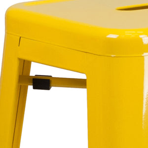 English Elm Kai Commercial Grade 30-Inch Backless Metal Barstool for Indoor and Outdoor Use, Stackable Design Yellow CH-31320-30-YL-GG