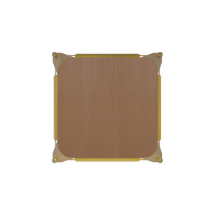 English Elm Kai Commercial-Grade 30" Backless Metal Barstool for Indoor-Outdoor Use, Durable & Lightweight Design Teak Seat/Yellow Frame CH-31320-30-YL-PL2T-GG