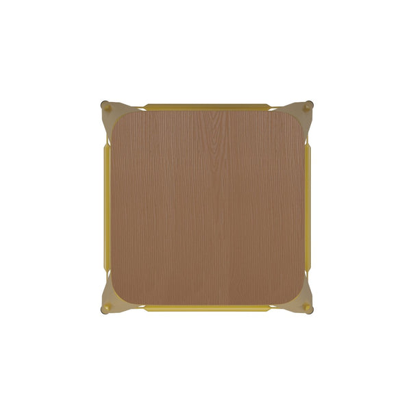 English Elm Kai Commercial-Grade 30" Backless Metal Barstool for Indoor-Outdoor Use, Durable & Lightweight Design Teak Seat/Yellow Frame CH-31320-30-YL-PL2T-GG