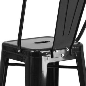 English Elm Kai Commercial Grade 30" High Metal Indoor-Outdoor Barstool with Versatile Removable Backrest Black CH-31320-30GB-BK-GG