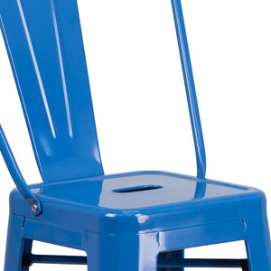 English Elm Kai Commercial Grade 30" High Metal Indoor-Outdoor Barstool with Versatile Removable Backrest Blue CH-31320-30GB-BL-GG