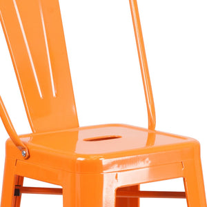 English Elm Kai Commercial Grade 30" High Metal Indoor-Outdoor Barstool with Versatile Removable Backrest Orange CH-31320-30GB-OR-GG