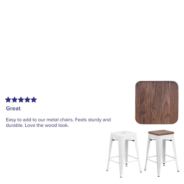 English Elm Dunedin Rustic Walnut Wood Seat Enhances Metal Barstools for Stylish Home and Commercial Use CH-31320M1D-GG