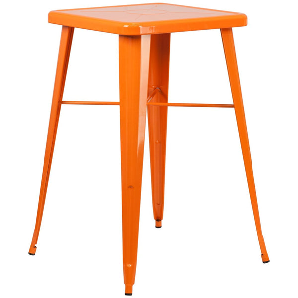 English Elm Aaron Commercial Grade Bar Height Table - Durable Metal Design for Indoor & Outdoor Spaces Orange 23.75" Square CH-31330-OR-GG