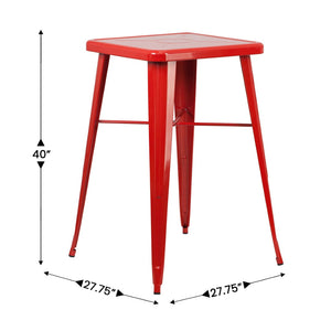 English Elm Aaron Commercial Grade Bar Height Table - Durable Metal Design for Indoor & Outdoor Spaces Red 23.75" Square CH-31330-RED-GG