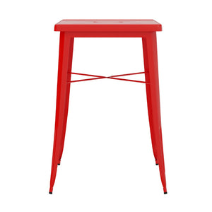 English Elm Aaron Commercial Grade Bar Height Table - Durable Metal Design for Indoor & Outdoor Spaces Red 23.75" Square CH-31330-RED-GG