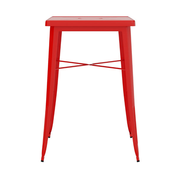 English Elm Aaron Commercial Grade Bar Height Table - Durable Metal Design for Indoor & Outdoor Spaces Red 23.75" Square CH-31330-RED-GG