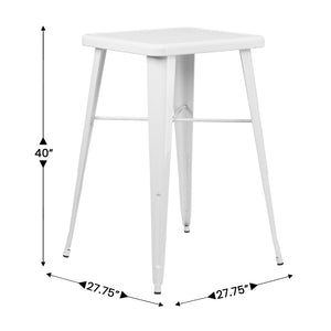 English Elm Aaron Commercial Grade Bar Height Table - Durable Metal Design for Indoor & Outdoor Spaces White 23.75" Square CH-31330-WH-GG