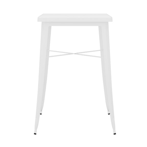 English Elm Aaron Commercial Grade Bar Height Table - Durable Metal Design for Indoor & Outdoor Spaces White 23.75" Square CH-31330-WH-GG