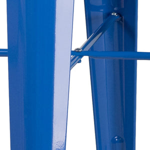 English Elm Stone Commercial Grade Indoor-Outdoor Bar Table Set with Stackable Backless Stools for Versatile Spaces Blue 23.75" Square CH-31330B-2-30SQ-BL-GG