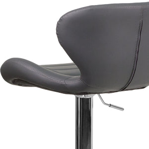 English Elm Francis Contemporary Adjustable Height Barstool with Curved Back and Stylish Chrome Base Design Gray Vinyl CH-321-GY-GG