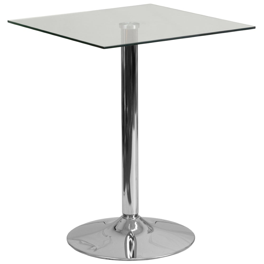 English Elm Fredrick 23.75'' Square Glass Table with Polished Chrome Base – Modern, Durable & Space-Saving Design! CH-4-GG