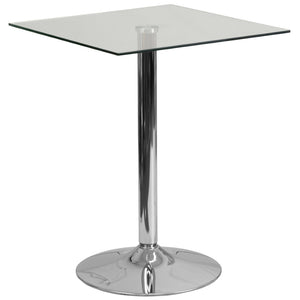 English Elm Fredrick 23.75'' Square Glass Table with Polished Chrome Base – Modern, Durable & Space-Saving Design! CH-4-GG