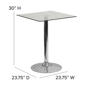 English Elm Fredrick 23.75'' Square Glass Table with Polished Chrome Base – Modern, Durable & Space-Saving Design! CH-4-GG