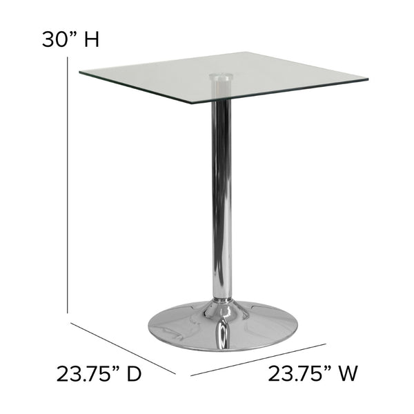 English Elm Fredrick 23.75'' Square Glass Table with Polished Chrome Base – Modern, Durable & Space-Saving Design! CH-4-GG