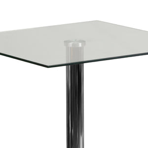 English Elm Fredrick 23.75'' Square Glass Table with Polished Chrome Base – Modern, Durable & Space-Saving Design! CH-4-GG