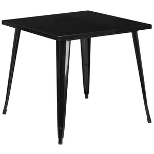 English Elm Toby Commercial-Grade 31.75" Square Black Metal Table for Stylish Indoor-Outdoor Dining Spaces CH-51040-29-BK-GG
