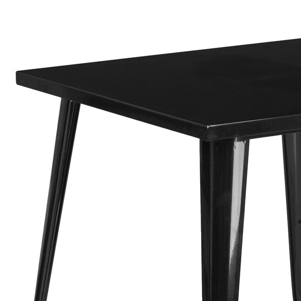 English Elm Toby Commercial-Grade 31.75" Square Black Metal Table for Stylish Indoor-Outdoor Dining Spaces CH-51040-29-BK-GG