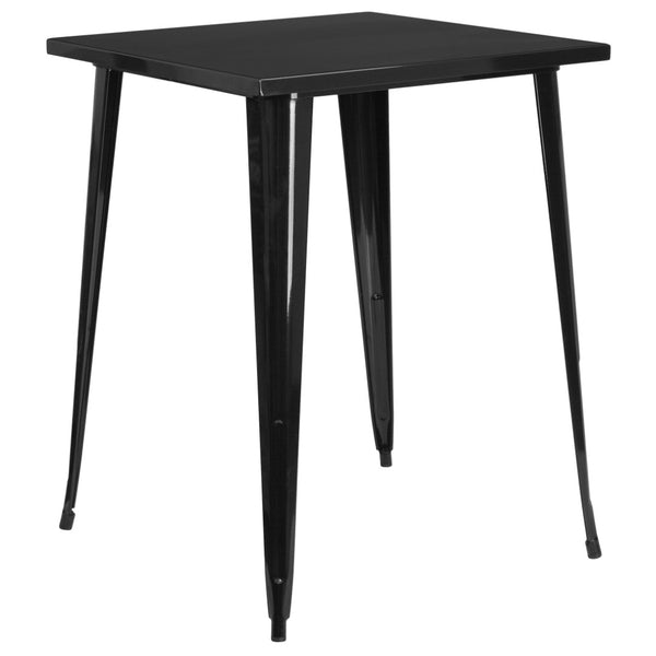 English Elm Nolan Commercial Grade Bar Height Table for Indoor and Outdoor Use - Durable, Stylish, Versatile Design Black 31.5" Square CH-51040-40-BK-GG