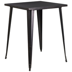 English Elm Nolan Commercial Grade Bar Height Table for Indoor and Outdoor Use - Durable, Stylish, Versatile Design Black-Antique Gold 31.5" Square CH-51040-40-BQ-GG