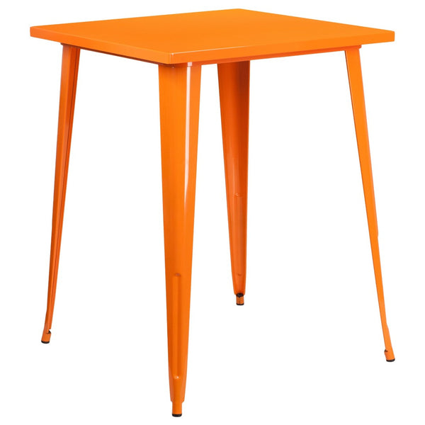 English Elm Nolan Commercial Grade Bar Height Table for Indoor and Outdoor Use - Durable, Stylish, Versatile Design Orange 31.5" Square CH-51040-40-OR-GG