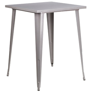 English Elm Nolan Commercial Grade Bar Height Table for Indoor and Outdoor Use - Durable, Stylish, Versatile Design Silver 31.5" Square CH-51040-40-SIL-GG