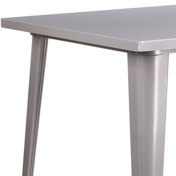 English Elm Nolan Commercial Grade Bar Height Table for Indoor and Outdoor Use - Durable, Stylish, Versatile Design Silver 31.5" Square CH-51040-40-SIL-GG