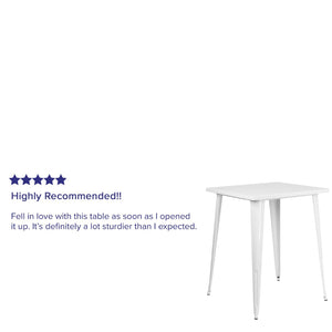 English Elm Nolan Commercial Grade Bar Height Table for Indoor and Outdoor Use - Durable, Stylish, Versatile Design White 31.5" Square CH-51040-40-WH-GG