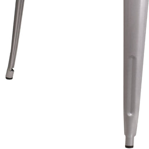 English Elm Parker Commercial Grade Metal Table for Indoor-Outdoor Dining, Stylish and Durable for Any Space Silver 35.5" Square CH-51050-29-SIL-GG