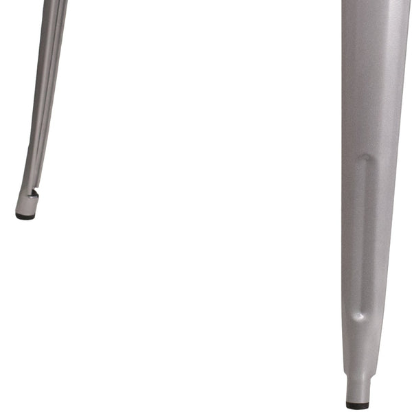 English Elm Parker Commercial Grade Metal Table for Indoor-Outdoor Dining, Stylish and Durable for Any Space Silver 35.5" Square CH-51050-29-SIL-GG