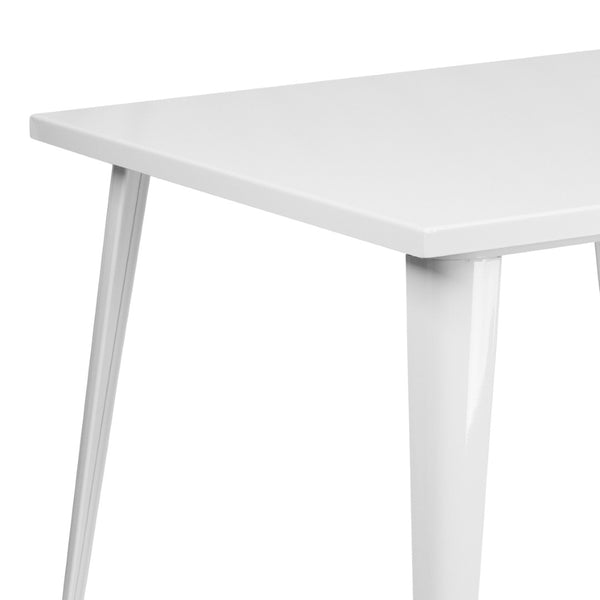 English Elm Parker Commercial Grade Metal Table for Indoor-Outdoor Dining, Stylish and Durable for Any Space White 35.5" Square CH-51050-29-WH-GG