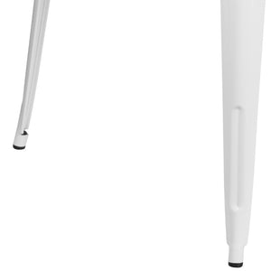 English Elm Parker Commercial Grade Metal Table for Indoor-Outdoor Dining, Stylish and Durable for Any Space White 35.5" Square CH-51050-29-WH-GG