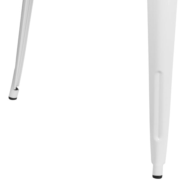 English Elm Parker Commercial Grade Metal Table for Indoor-Outdoor Dining, Stylish and Durable for Any Space White 35.5" Square CH-51050-29-WH-GG