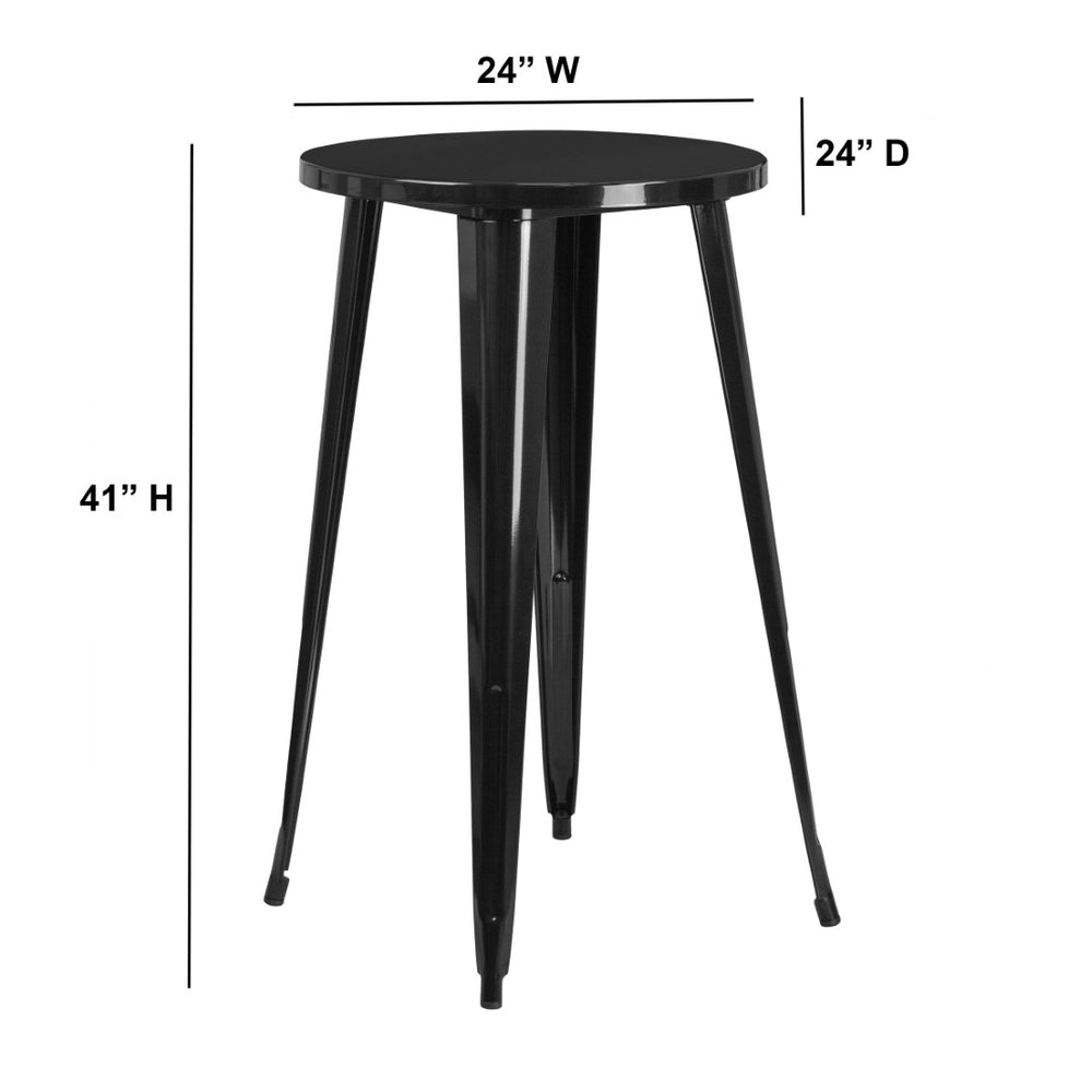 English Elm James Commercial Grade Bar Height Table - Stylish Indoor-Outdoor Design for Cafes and Patios Black 24" Round CH-51080-40-BK-GG