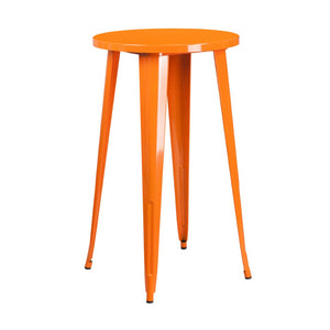 English Elm James Commercial Grade Bar Height Table - Stylish Indoor-Outdoor Design for Cafes and Patios Orange 24" Round CH-51080-40-OR-GG
