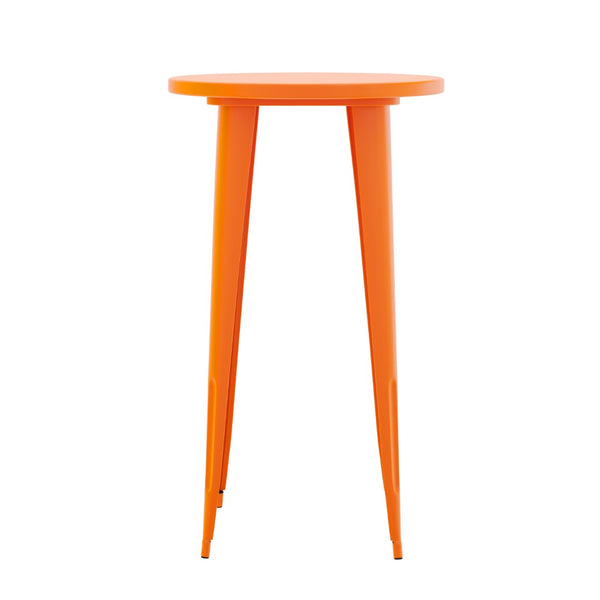 English Elm James Commercial Grade Bar Height Table - Stylish Indoor-Outdoor Design for Cafes and Patios Orange 24" Round CH-51080-40-OR-GG