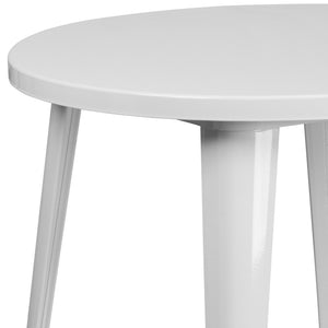 English Elm Jeffrey Commercial Grade Round Metal Table for Indoor-Outdoor Use – Stylish and Durable Design White 30" Round CH-51090-29-WH-GG