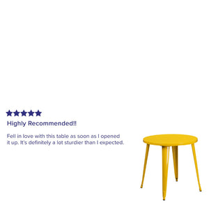 English Elm Jeffrey Commercial Grade Round Metal Table for Indoor-Outdoor Use – Stylish and Durable Design Yellow 30" Round CH-51090-29-YL-GG