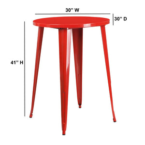 English Elm Philip Commercial-Grade Bar Height Table - Stylish Indoor-Outdoor Design for Cafes and Homes Red 30" Round CH-51090-40-RED-GG