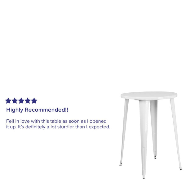 English Elm Philip Commercial-Grade Bar Height Table - Stylish Indoor-Outdoor Design for Cafes and Homes White 30" Round CH-51090-40-WH-GG