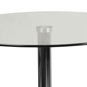English Elm Kenneth 23.5'' Round Glass Bar Table with Chrome Base – Sleek, Modern Design for Events & Home Use CH-6-GG