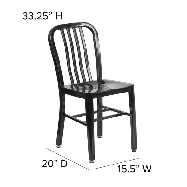 English Elm Gael Commercial-Grade Metal Chair for Indoor & Outdoor Use - Durable, Stylish, and Comfortable Seating Black CH-61200-18-BK-GG